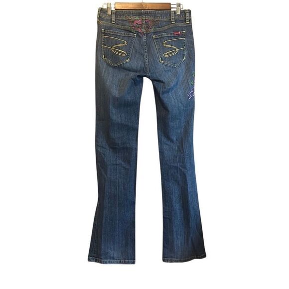 Seven7 Denim Bootcut Jeans Size 30 Blue Floral Embroidered Detail - Picture 7 of 7